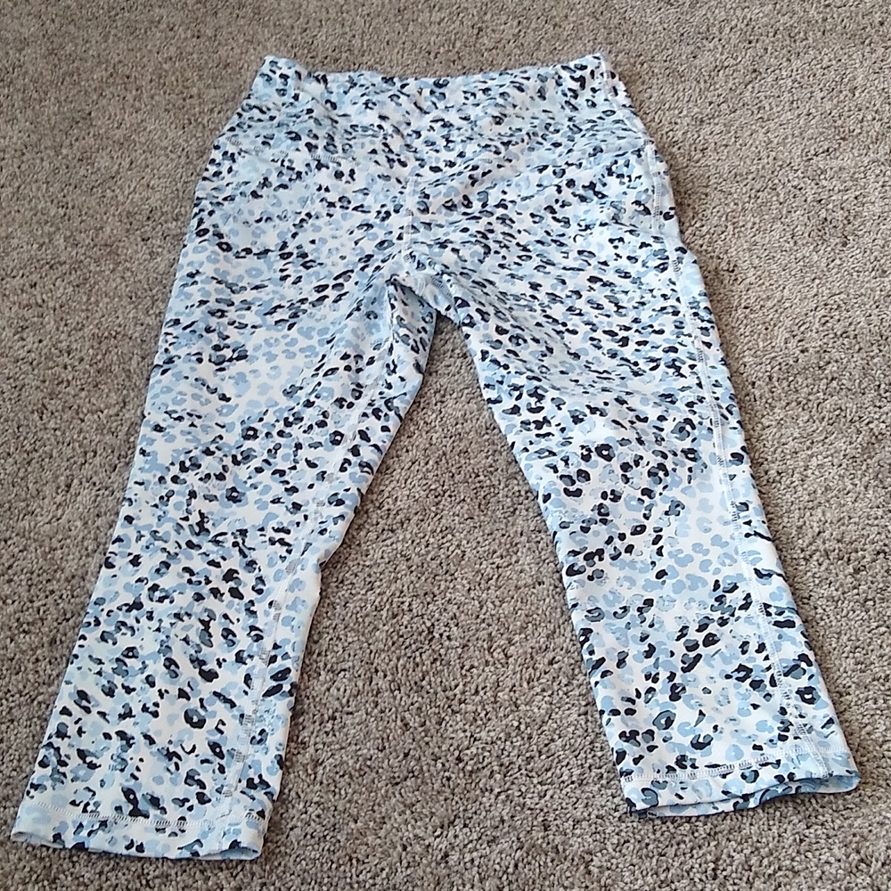 Zelos Blue Print Leggings, Size Medium
